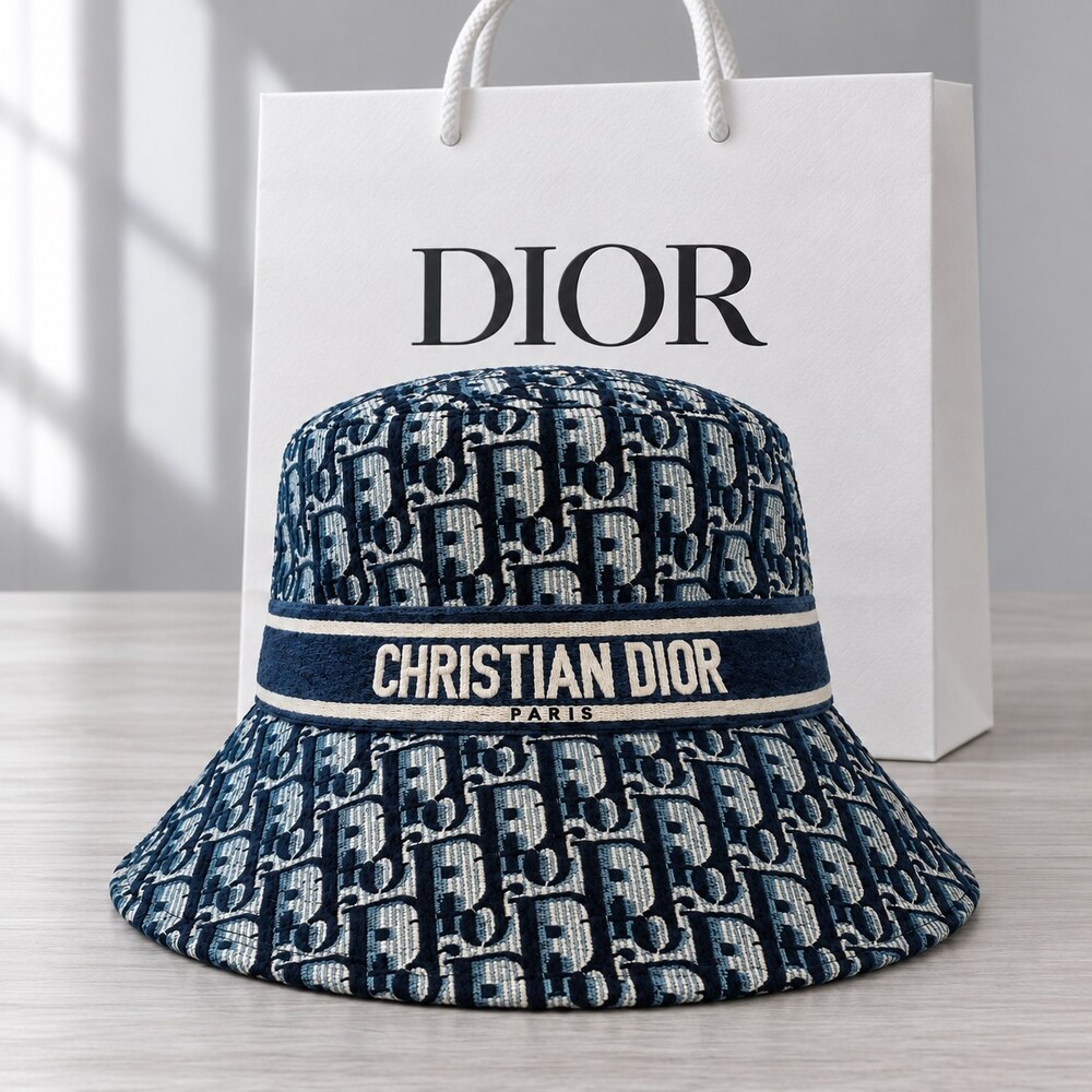 Dior Teal Jacquard Bucket Hat
